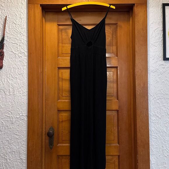 Black Jumpsuit Wide Leg Spaghetti Strap Cutout Accent Women’s Medium - Picture 1 of 9